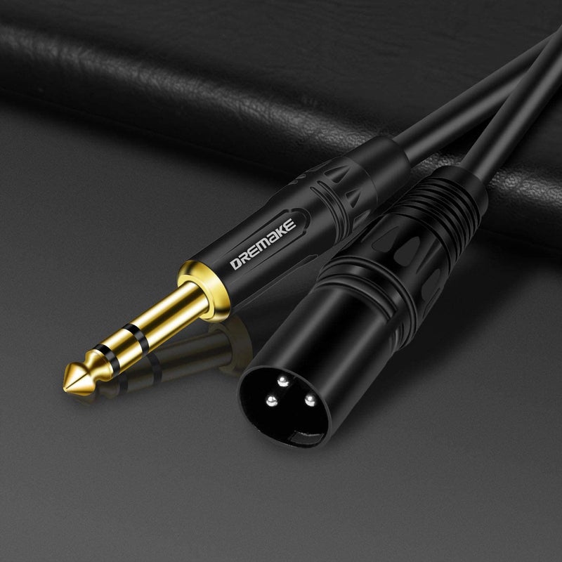 DREMAKE 50 FT 6.35 mm 1/4 Inch TRS Male to XLR Male Audio Stereo Mic Cable Gold Plated 1/4 Inch Male to XLR Male Balanced Cable for Microphones, Speakers, Stage, DJ and More - Black - Image 3